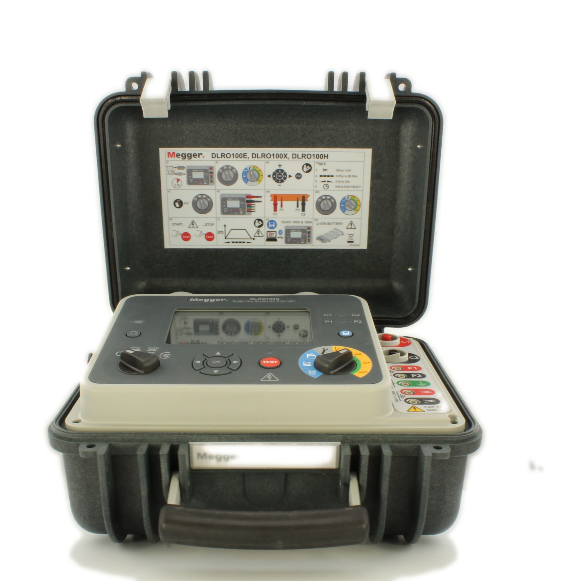 Megger DLRO100XB LG2-P3 Digital Low Resistance Ohmmeter, AC Power & Battery, USB
