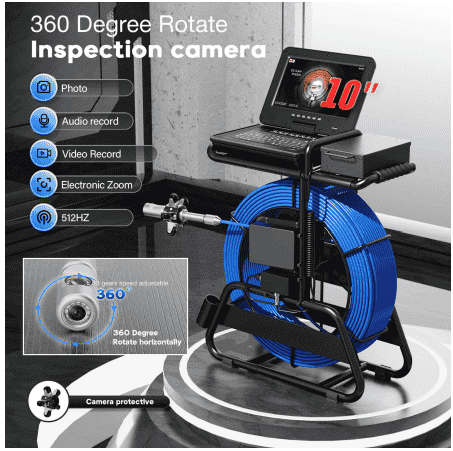 F820DJKBLC32-7C-50M   Borescope HD Sewer Pipe Inspection Camera Range 50 Meter Cable 360 degrees10″inch