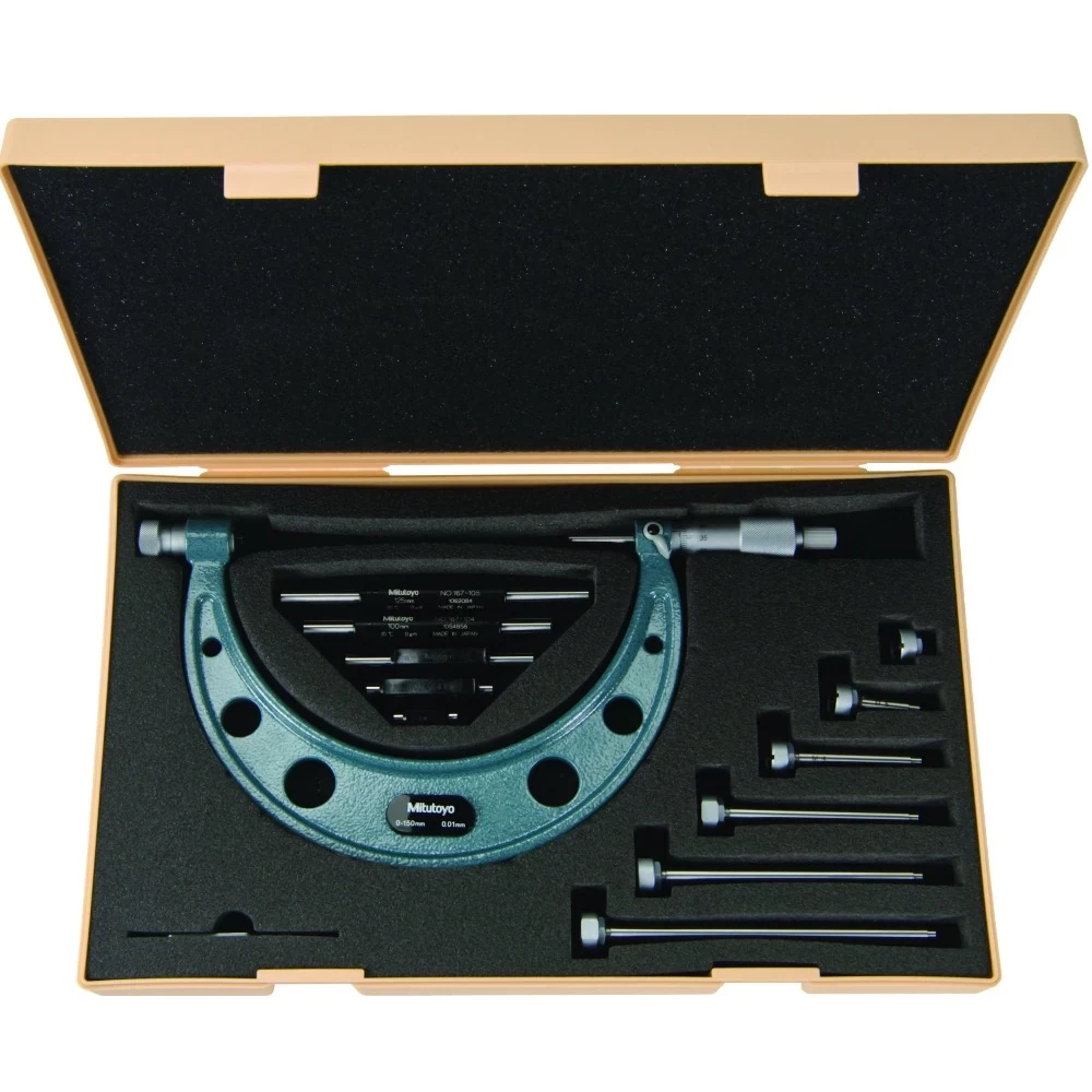 Mitutoyo 104-139A: Outside Micrometer With Interchangeable Anvils: 0-100mm